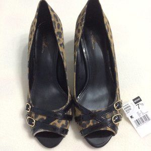 NWT - Open Toed Leopard Print Heels